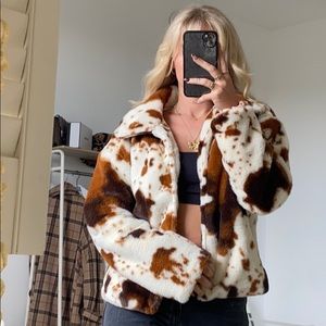 cow print fur jacket